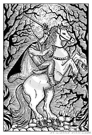 Headless Horseman in the fool moon night Vector Illustration