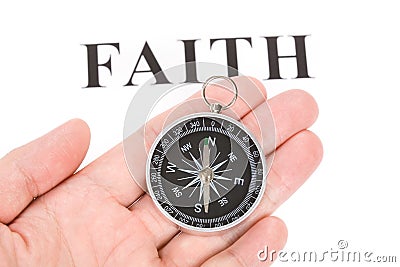 Headline faith and Compass Stock Photo