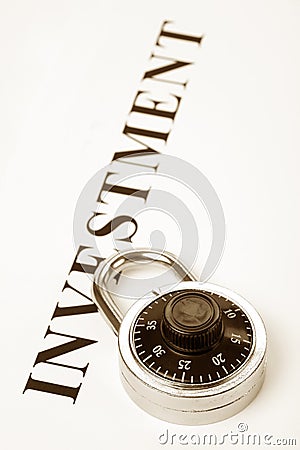 Headline investment and lock Stock Photo