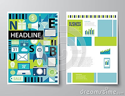 Headline startup set of magazine cover , flyer, brochure flat de Vector Illustration