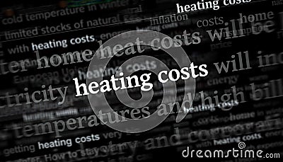 Headline titles media with Heating costs 3d illustration Cartoon Illustration