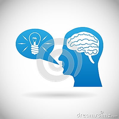 Headmind Brain in Head Silhouette Generate Lamp Idea Manifest Speach Bubble Vector Illustration Vector Illustration