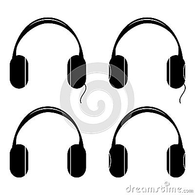 Headphones icons set on white background Vector Illustration
