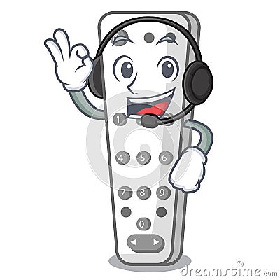 With headphone cartoon remote control of air conditioner Vector Illustration