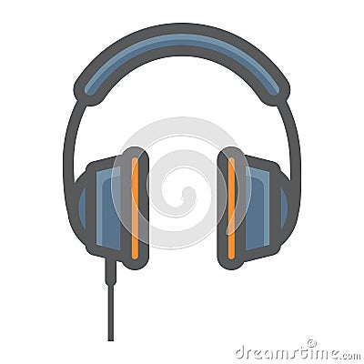 Headphone colorful line icon, listen and music Vector Illustration