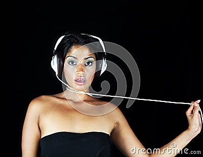 Headphone girl Stock Photo