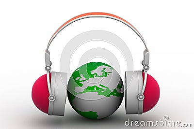 Headphone and globe Stock Photo