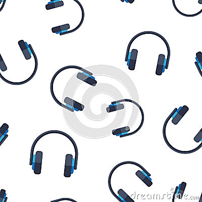 Headphone headset icon seamless pattern background. Headphones vector illustration. Audio gadget symbol pattern Vector Illustration