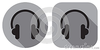 Headphone icon. Badge in a flat design. Stock Photo