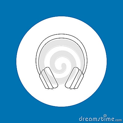 Headphone icon with a jumper .Contour drawing of accessories for phones and laptops.Vector illustration Vector Illustration