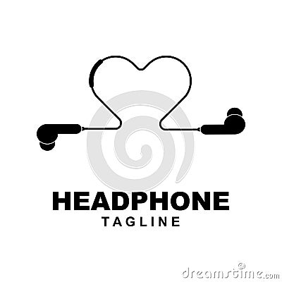 Headphone Logo, Music Listening Device Vector, Elegant Minimalist Simple Design, Silhouette Icon Illustration vector Vector Illustration
