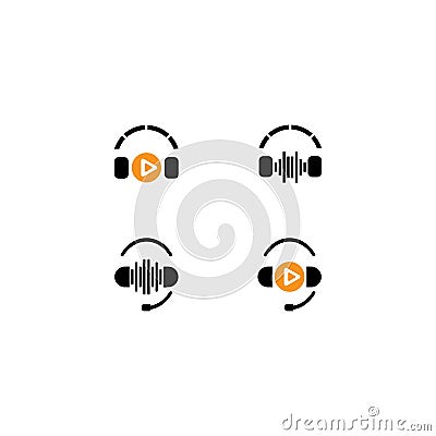 Headphone logo vector icon Cartoon Illustration