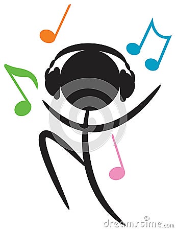 Headphone with man Vector Illustration