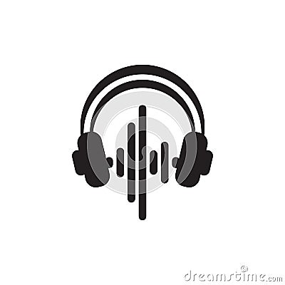 Headphone music icon logo design vector template Vector Illustration