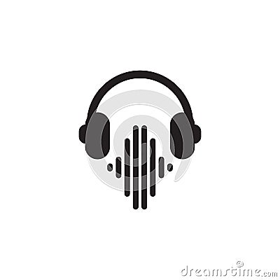 Headphone music icon logo design vector template Vector Illustration