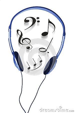 Headphone and Musical Notes Stock Photo