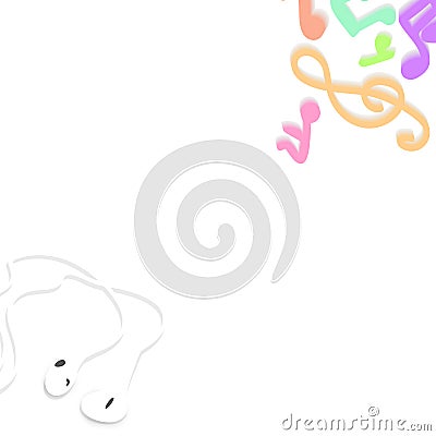 Headphone with note of music white abstract background vector il Vector Illustration