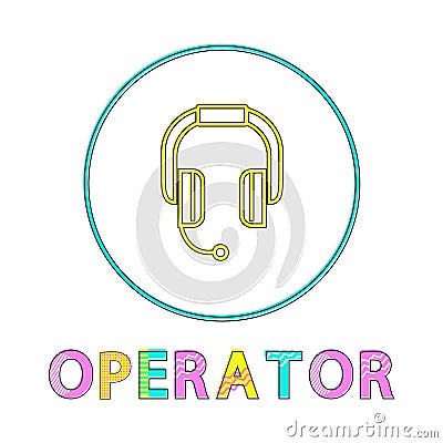 Headphone Operator Depict Icon in Linear Style Vector Illustration