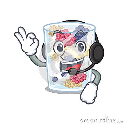 With headphone parfait isolated with in the cartoon Vector Illustration