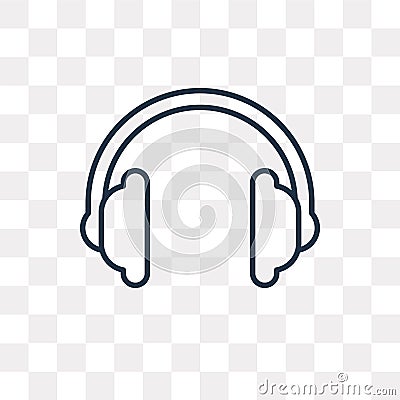 Headphone vector icon isolated on transparent background, linear Vector Illustration