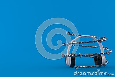 Headphones with barbed wire Cartoon Illustration