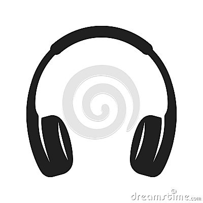 Headphones bold black silhouette icon isolated on white. Earspeakers, earphones pictogram. Stock Photo