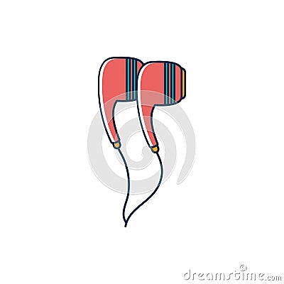 Headphones device technology melody sound music line and fill style Vector Illustration