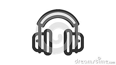 Headphones earphones flat icon. Headset silhouette Vector Illustration