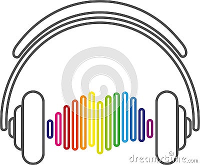 Headphones and equalizer, music and sound logo Stock Photo