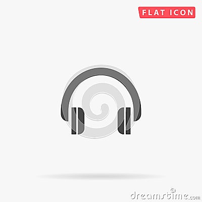 Headphones flat vector icon Cartoon Illustration