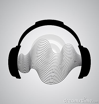Headphones icon with sound wave beats Vector Illustration