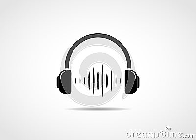 Headphones icon with sound wave beats Vector Illustration