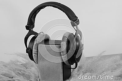 Headphones loudspeaker on white background Stock Photo