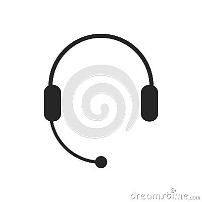 Headphones with microphone, headset icon. Support, Call center, Customer service symbol. Chat sign Vector Illustration