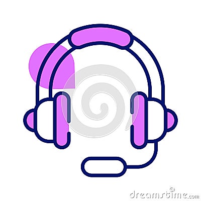 Headphones with microphone. Headset listen to music, realistic concept Vector Illustration