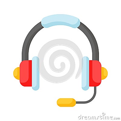 Headphones with microphone. Headset listen to music, realistic concept Vector Illustration