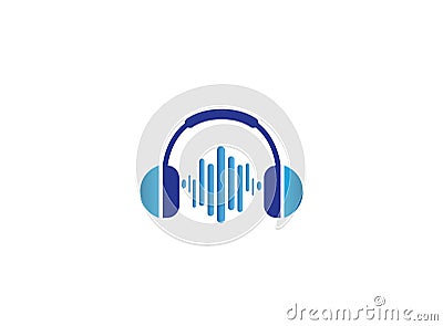 Headphones with music beats, Headset Logo design Cartoon Illustration