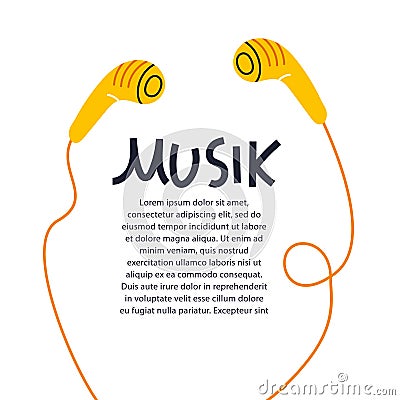 Headphones music lettering cover vector illustration design background headphones sound symbol Vector Illustration