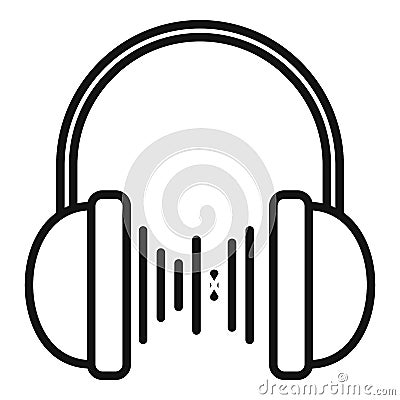 Headphones playlist icon outline vector. Music song Vector Illustration