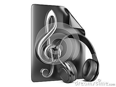 Headphones, playlist and notes Stock Photo