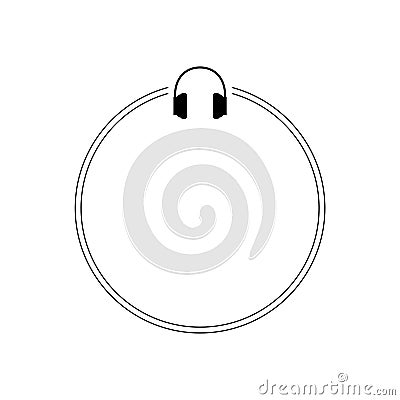 Headphones sign icon, Circle logo Stock Photo