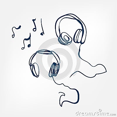 Headphones sketch vector illustration isolated design element Vector Illustration