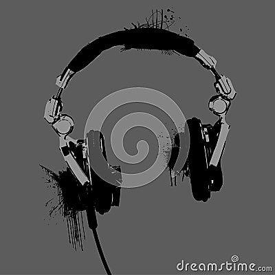 Headphones stencil vector Vector Illustration