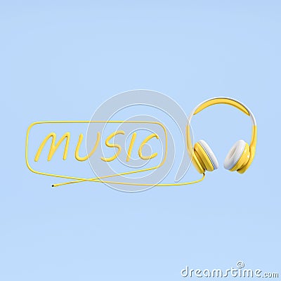 Headphones and wire, music concept Stock Photo