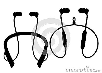 Headphones are wired small. Vector Illustration