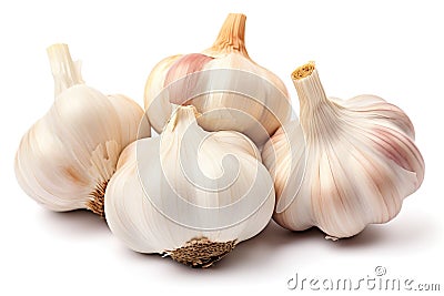 Heads of garlic isolated on white background Stock Photo