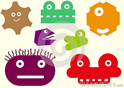 Heads of monsters Vector Illustration