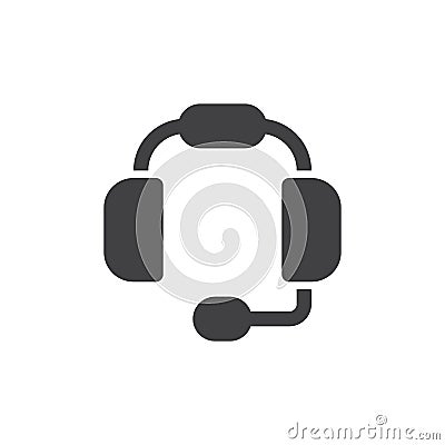 Headset icon vector, filled flat sign, solid pictogram isolated on white. Vector Illustration