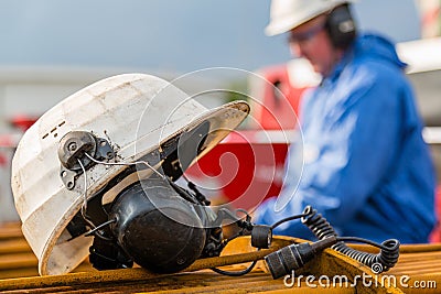 A Headset used for ultrasonic inspection of heat exchangers Stock Photo