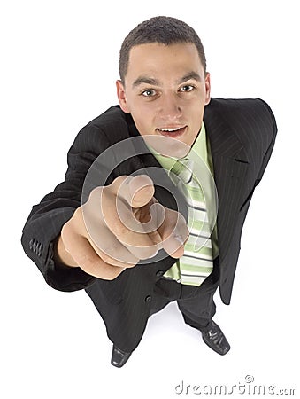 Headshot of businessman pointing by finger Stock Photo